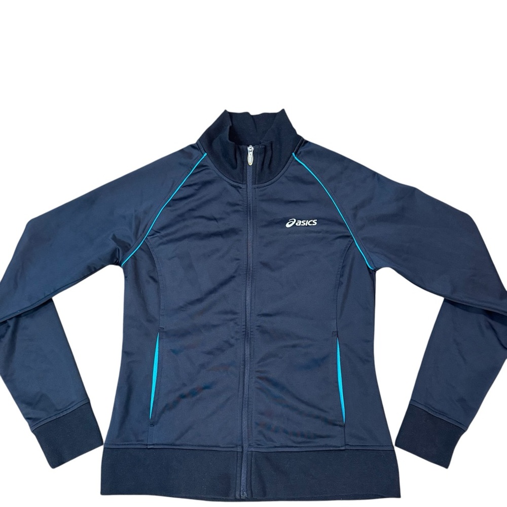 ASICS Blue Zip Up Athletic Lightweight Track Jacket Women Medium #180